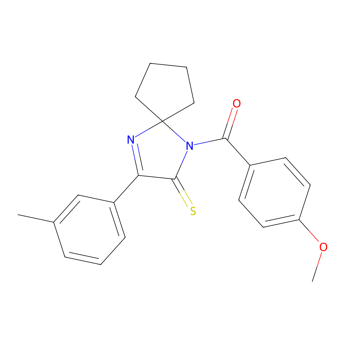 1-(4-Methoxybenzoyl)-3-(3-methylphenyl)-1,4-diazaspiro[4.4]non-3-ene-2-thione molecular structure, CAS 1223803-19-7