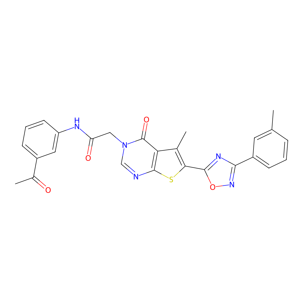 N-(3-acetylphenyl)-2-{5-methyl-6-[3-(3-methylphenyl)-1,2,4-oxadiazol-5-yl]-4-oxo-3H,4H-thieno[2,3-d]pyrimidin-3-yl}acetamide molecular structure, CAS 1223804-26-9
