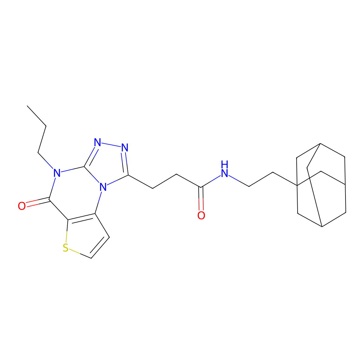 N-(2-((3r,5r,7r)-adamantan-1-yl)ethyl)-3-(5-oxo-4-propyl-4,5-dihydrothieno[2,3-e][1,2,4]triazolo[4,3-a]pyrimidin-1-yl)propanamide molecular structure, CAS 1223805-04-6