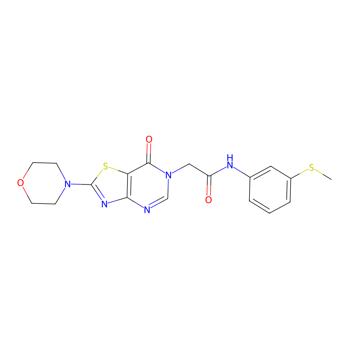 N-(3-(methylthio)phenyl)-2-(2-morpholino-7-oxothiazolo[4,5-d]pyrimidin-6(7H)-yl)acetamide molecular structure, CAS 1223806-24-3