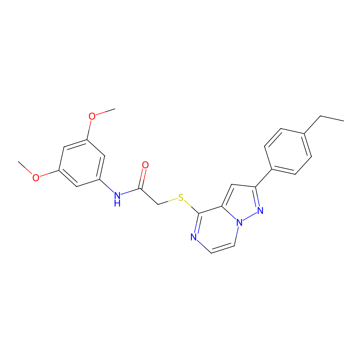 N-(3,5-dimethoxyphenyl)-2-{[2-(4-ethylphenyl)pyrazolo[1,5-a]pyrazin-4-yl]sulfanyl}acetamide molecular structure, CAS 1223807-61-1