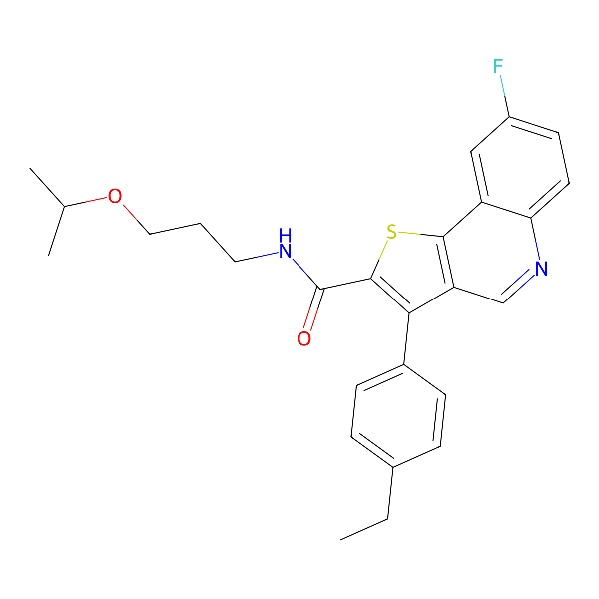 3-(4-ethylphenyl)-8-fluoro-N-(3-isopropoxypropyl)thieno[3,2-c]quinoline-2-carboxamide molecular structure, CAS 1223808-86-3