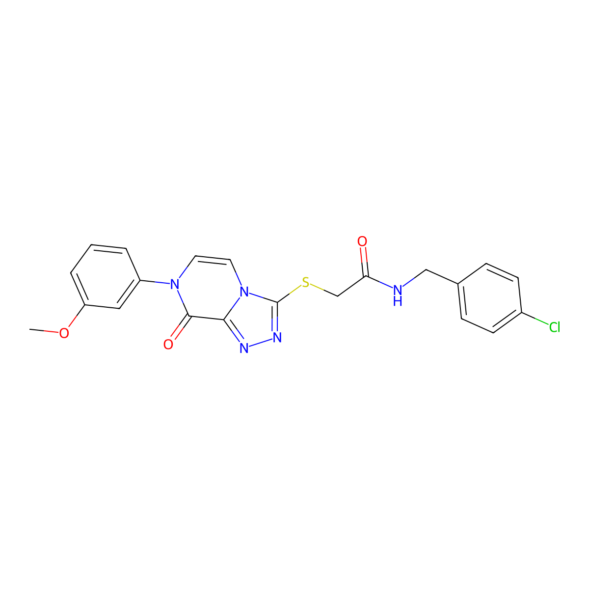 N-(4-chlorobenzyl)-2-((7-(3-methoxyphenyl)-8-oxo-7,8-dihydro-[1,2,4]triazolo[4,3-a]pyrazin-3-yl)thio)acetamide molecular structure, CAS 1223809-73-1