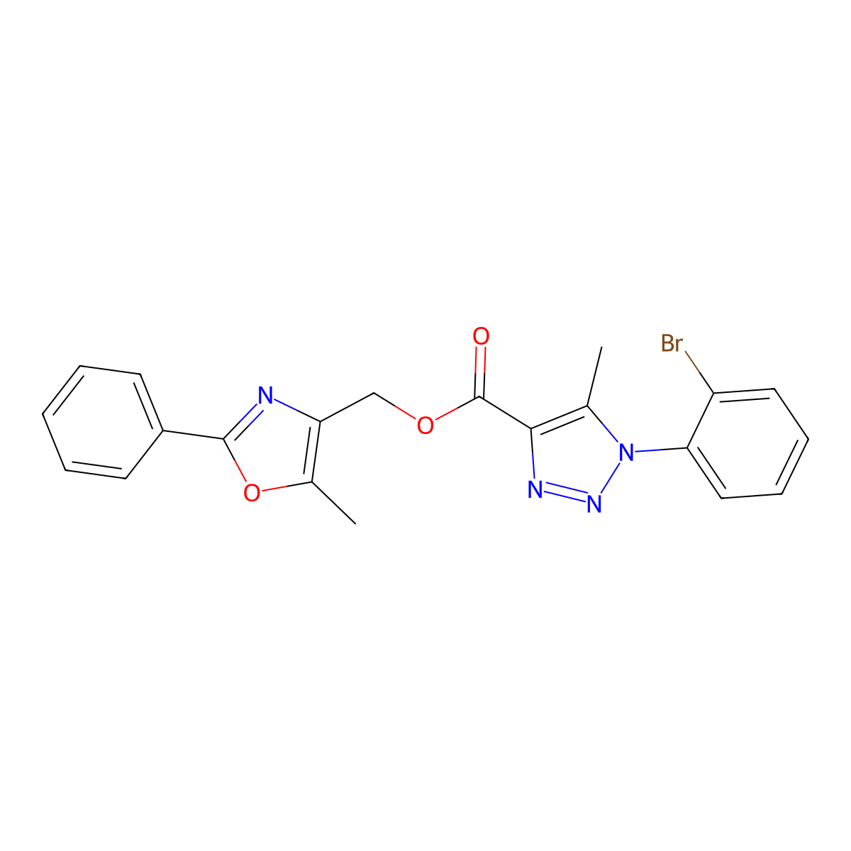 (5-methyl-2-phenyl-1,3-oxazol-4-yl)methyl 1-(2-bromophenyl)-5-methyl-1H-1,2,3-triazole-4-carboxylate molecular structure, CAS 1223809-94-6