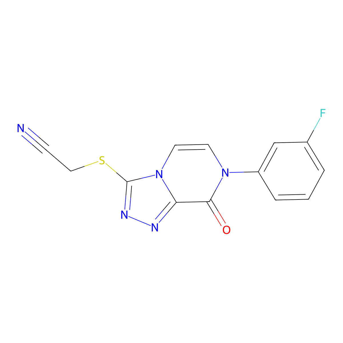 2-{[7-(3-fluorophenyl)-8-oxo-7H,8H-[1,2,4]triazolo[4,3-a]pyrazin-3-yl]sulfanyl}acetonitrile molecular structure, CAS 1223810-11-4