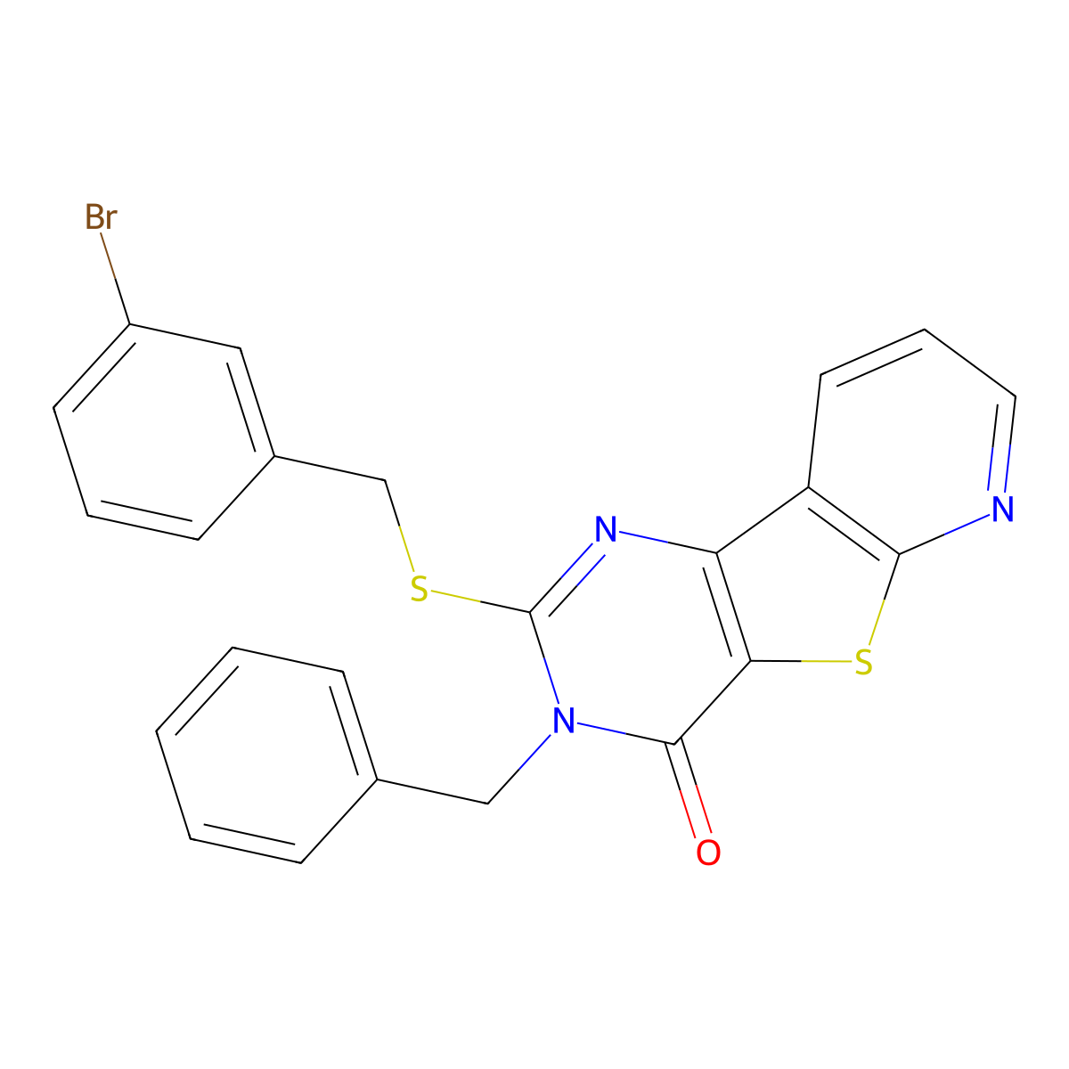 3-benzyl-2-((3-bromobenzyl)thio)pyrido[3',2':4,5]thieno[3,2-d]pyrimidin-4(3H)-one molecular structure, CAS 1223811-51-5