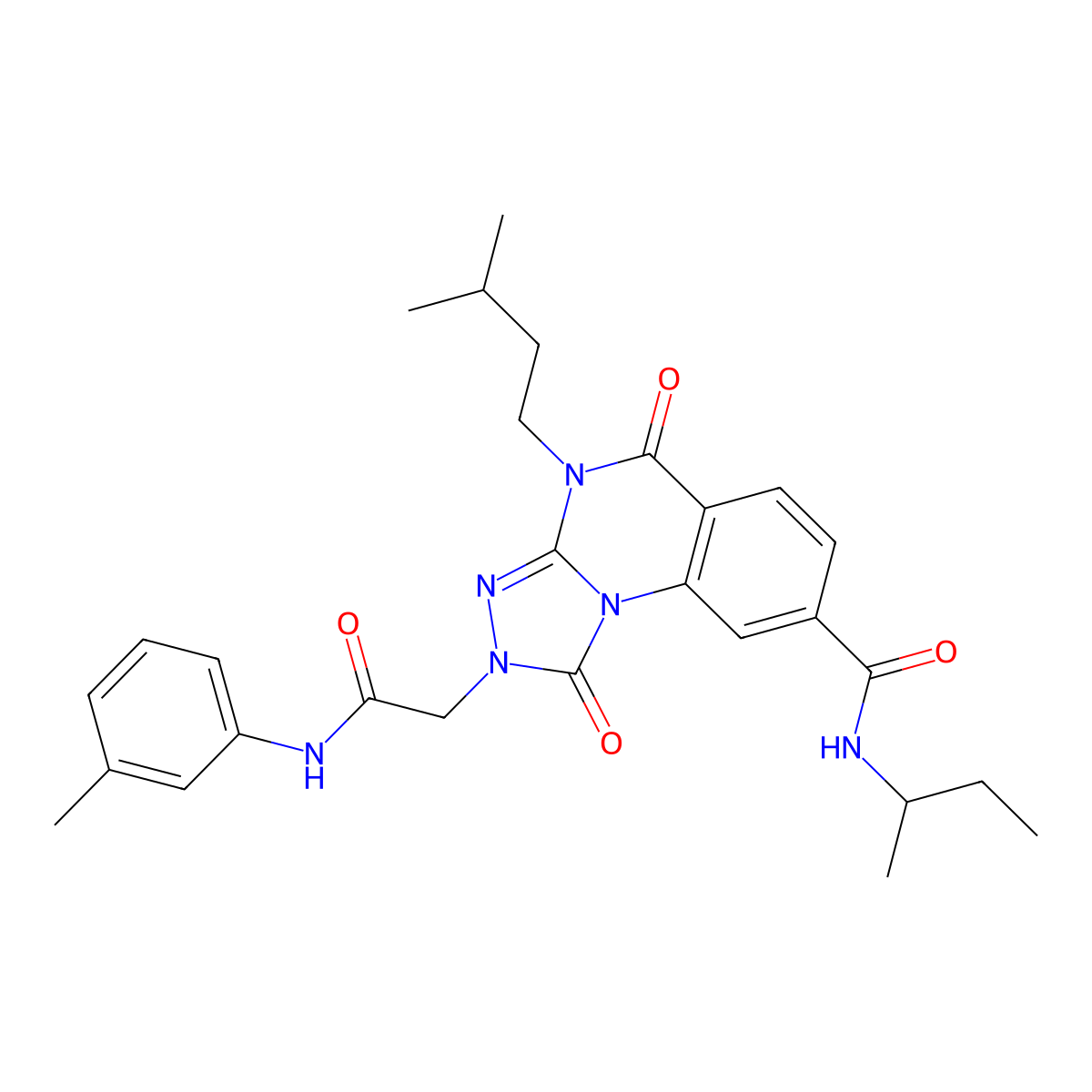 N-(butan-2-yl)-4-(3-methylbutyl)-2-{[(3-methylphenyl)carbamoyl]methyl}-1,5-dioxo-1H,2H,4H,5H-[1,2,4]triazolo[4,3-a]quinazoline-8-carboxamide molecular structure, CAS 1223811-63-9