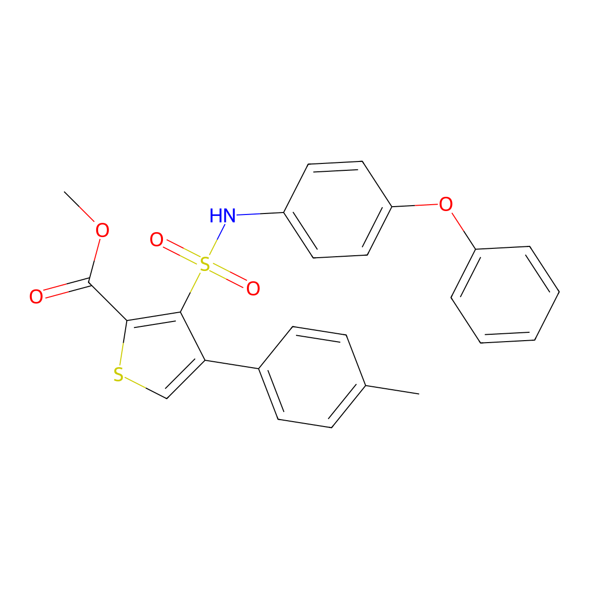 Methyl 4-(4-methylphenyl)-3-[(4-phenoxyphenyl)sulfamoyl]thiophene-2-carboxylate molecular structure, CAS 1223811-95-7