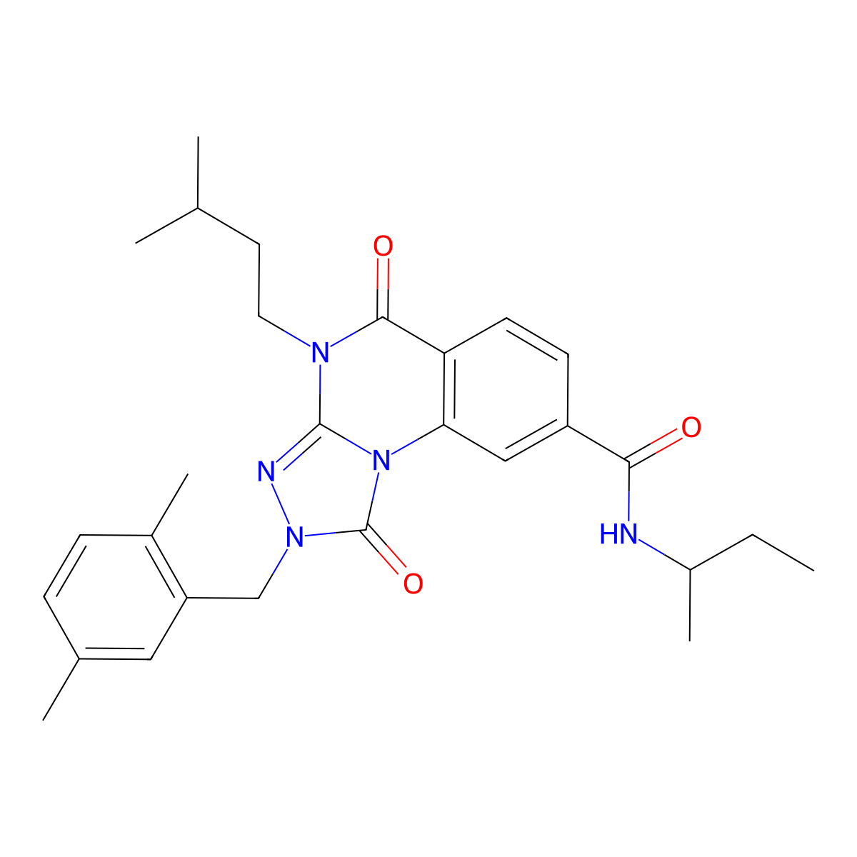 N-(sec-butyl)-2-(2,5-dimethylbenzyl)-4-isopentyl-1,5-dioxo-1,2,4,5-tetrahydro-[1,2,4]triazolo[4,3-a]quinazoline-8-carboxamide molecular structure, CAS 1223812-37-0