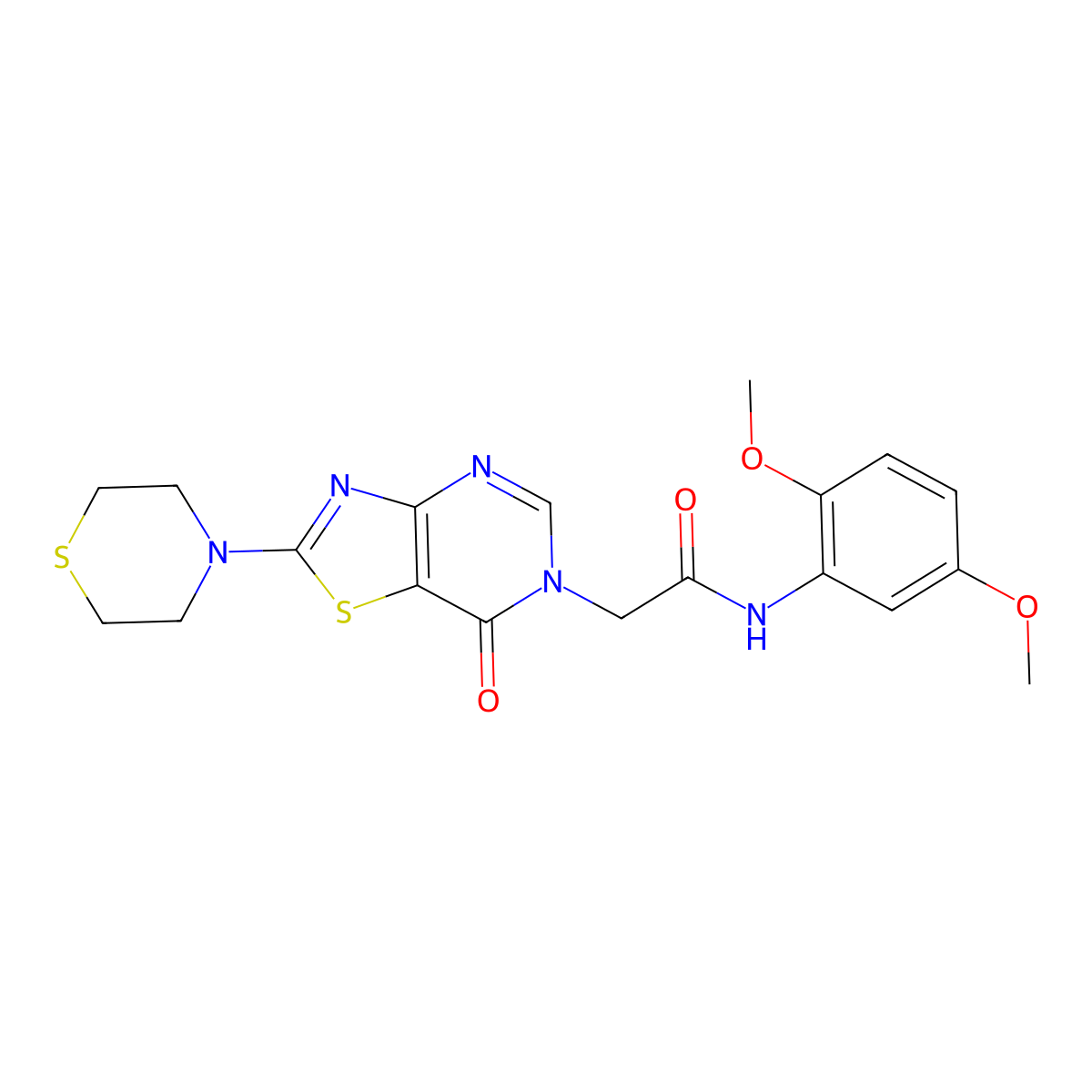 N-(2,5-dimethoxyphenyl)-2-(7-oxo-2-thiomorpholinothiazolo[4,5-d]pyrimidin-6(7H)-yl)acetamide molecular structure, CAS 1223813-54-4