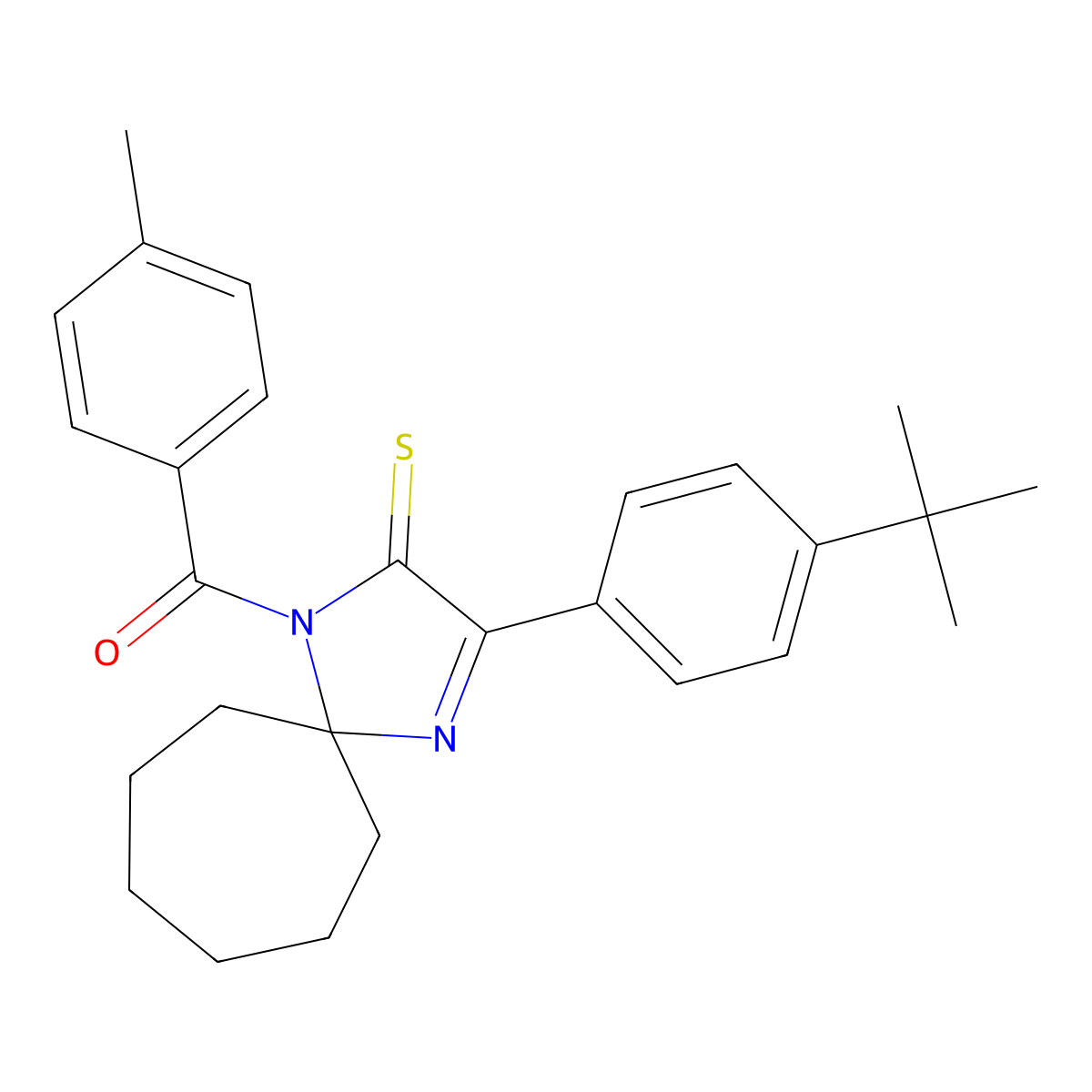 3-(4-Tert-butylphenyl)-1-(4-methylbenzoyl)-1,4-diazaspiro[4.6]undec-3-ene-2-thione molecular structure, CAS 1223815-34-6