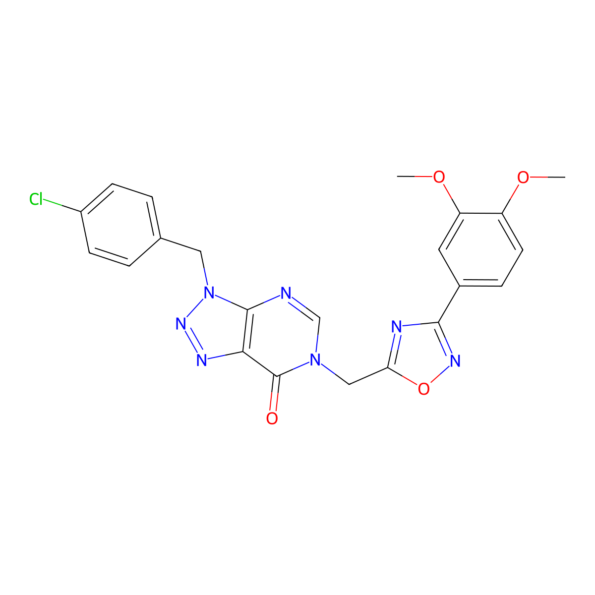 3-[(4-chlorophenyl)methyl]-6-{[3-(3,4-dimethoxyphenyl)-1,2,4-oxadiazol-5-yl]methyl}-3H,6H,7H-[1,2,3]triazolo[4,5-d]pyrimidin-7-one molecular structure, CAS 1223816-07-6
