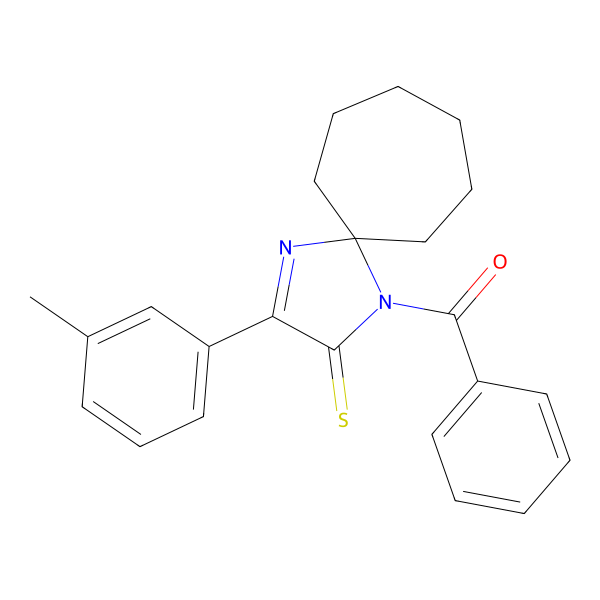 1-Benzoyl-3-(3-methylphenyl)-1,4-diazaspiro[4.6]undec-3-ene-2-thione molecular structure, CAS 1223816-55-4
