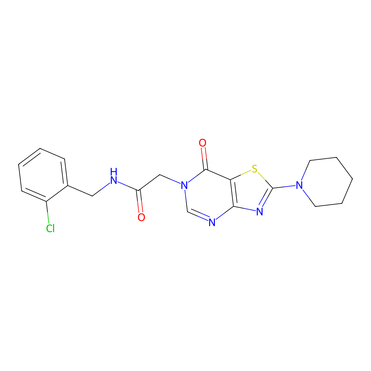 N-(2-chlorobenzyl)-2-[7-oxo-2-(piperidin-1-yl)[1,3]thiazolo[4,5-d]pyrimidin-6(7H)-yl]acetamide molecular structure, CAS 1223816-96-3