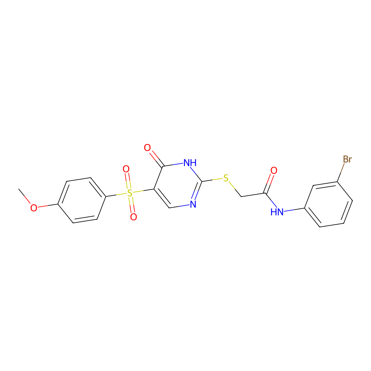 N-(3-bromophenyl)-2-({5-[(4-methoxyphenyl)sulfonyl]-6-oxo-1,6-dihydropyrimidin-2-yl}sulfanyl)acetamide molecular structure, CAS 1223817-70-6