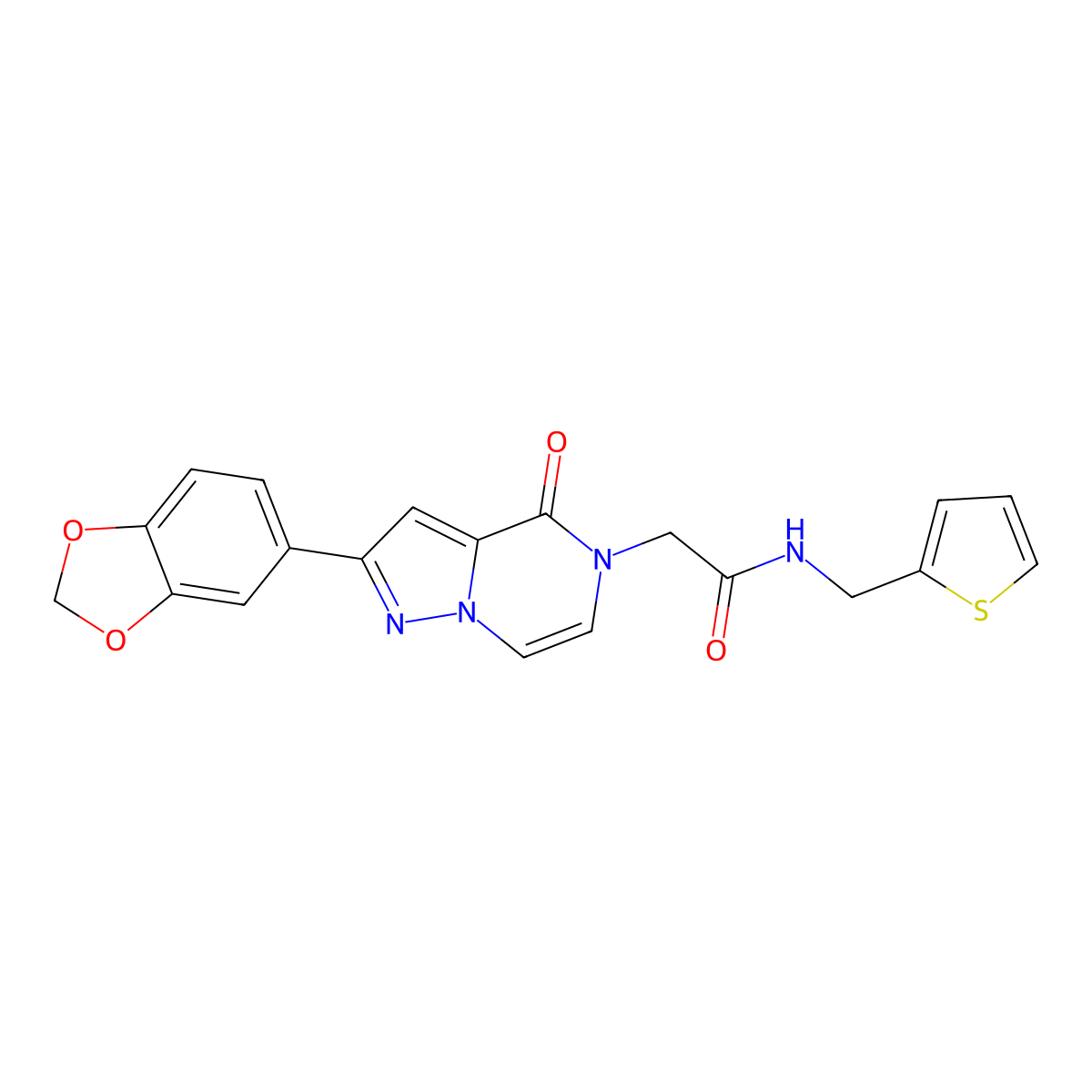 2-(2-(benzo[d][1,3]dioxol-5-yl)-4-oxopyrazolo[1,5-a]pyrazin-5(4H)-yl)-N-(thiophen-2-ylmethyl)acetamide molecular structure, CAS 1223819-07-5