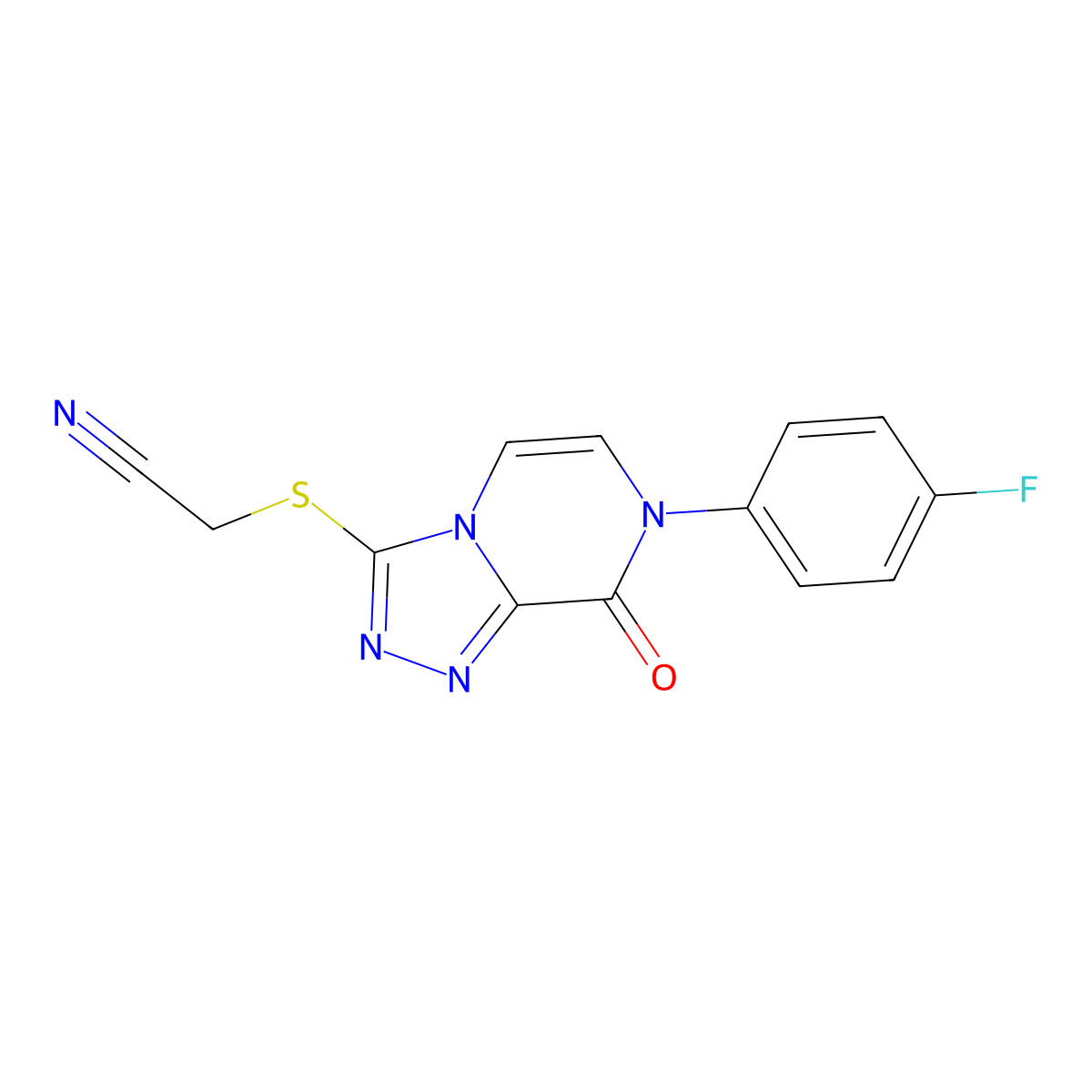 2-{[7-(4-fluorophenyl)-8-oxo-7H,8H-[1,2,4]triazolo[4,3-a]pyrazin-3-yl]sulfanyl}acetonitrile molecular structure, CAS 1223819-58-6