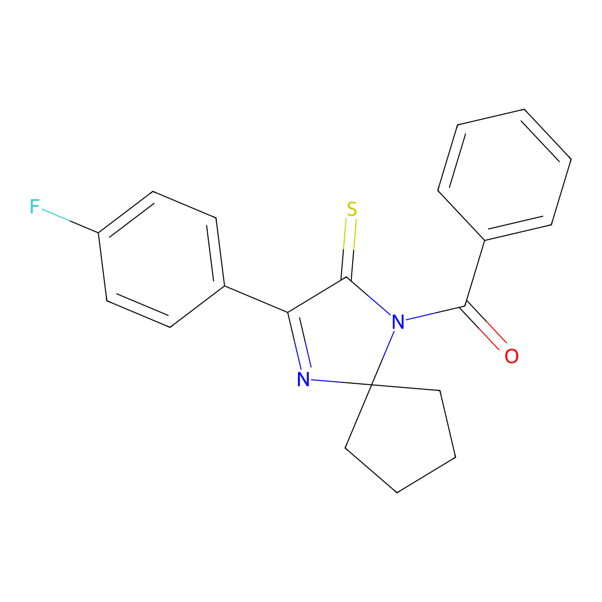 1-Benzoyl-3-(4-fluorophenyl)-1,4-diazaspiro[4.4]non-3-ene-2-thione molecular structure, CAS 1223820-47-0