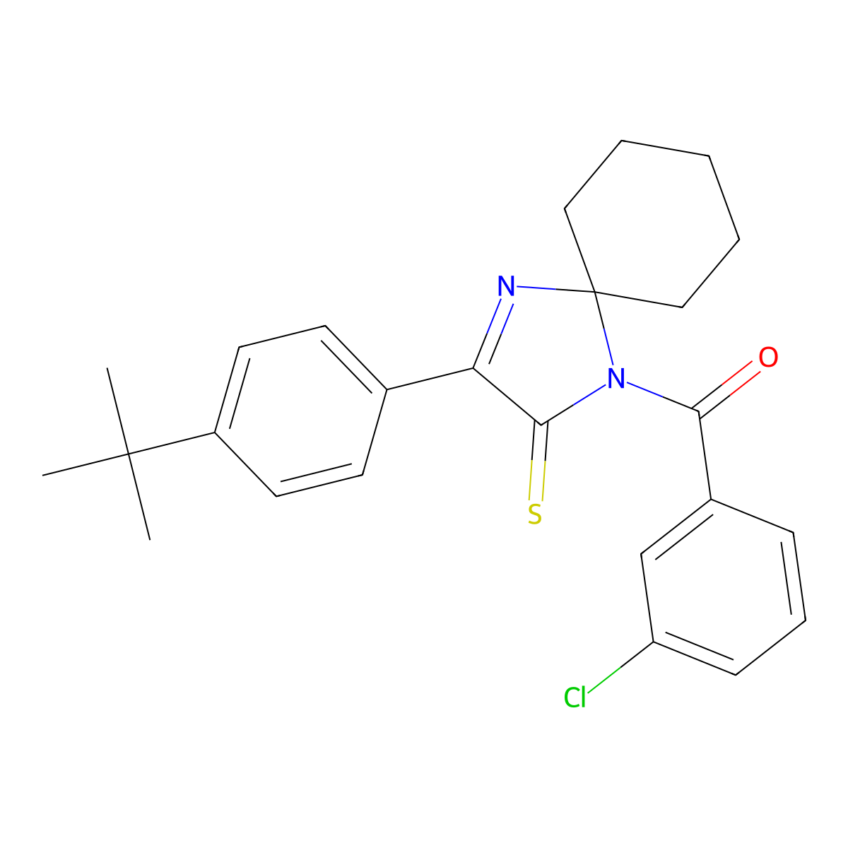 3-(4-Tert-butylphenyl)-1-(3-chlorobenzoyl)-1,4-diazaspiro[4.5]dec-3-ene-2-thione molecular structure, CAS 1223821-57-5