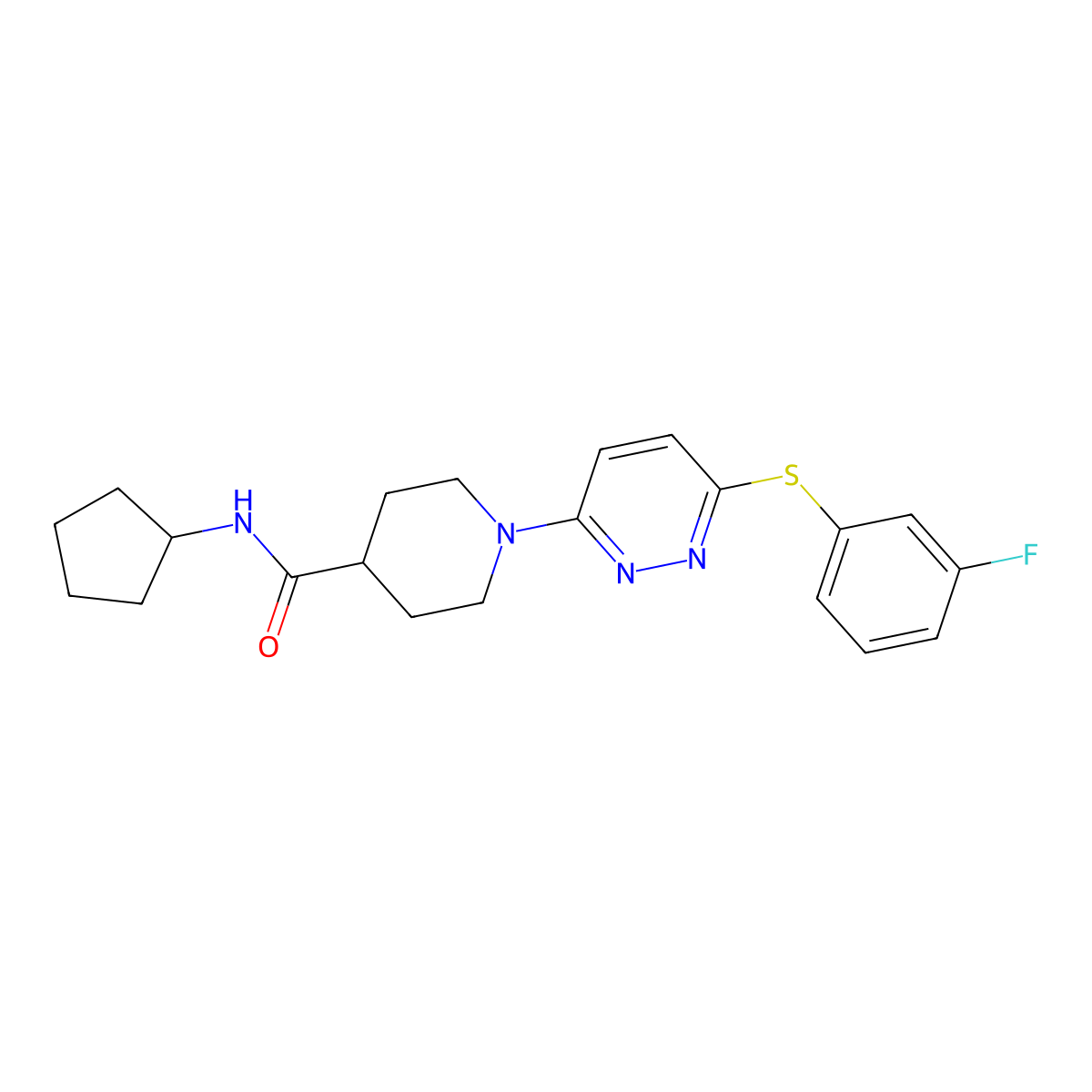 N-cyclopentyl-1-(6-((3-fluorophenyl)thio)pyridazin-3-yl)piperidine-4-carboxamide molecular structure, CAS 1223822-09-0