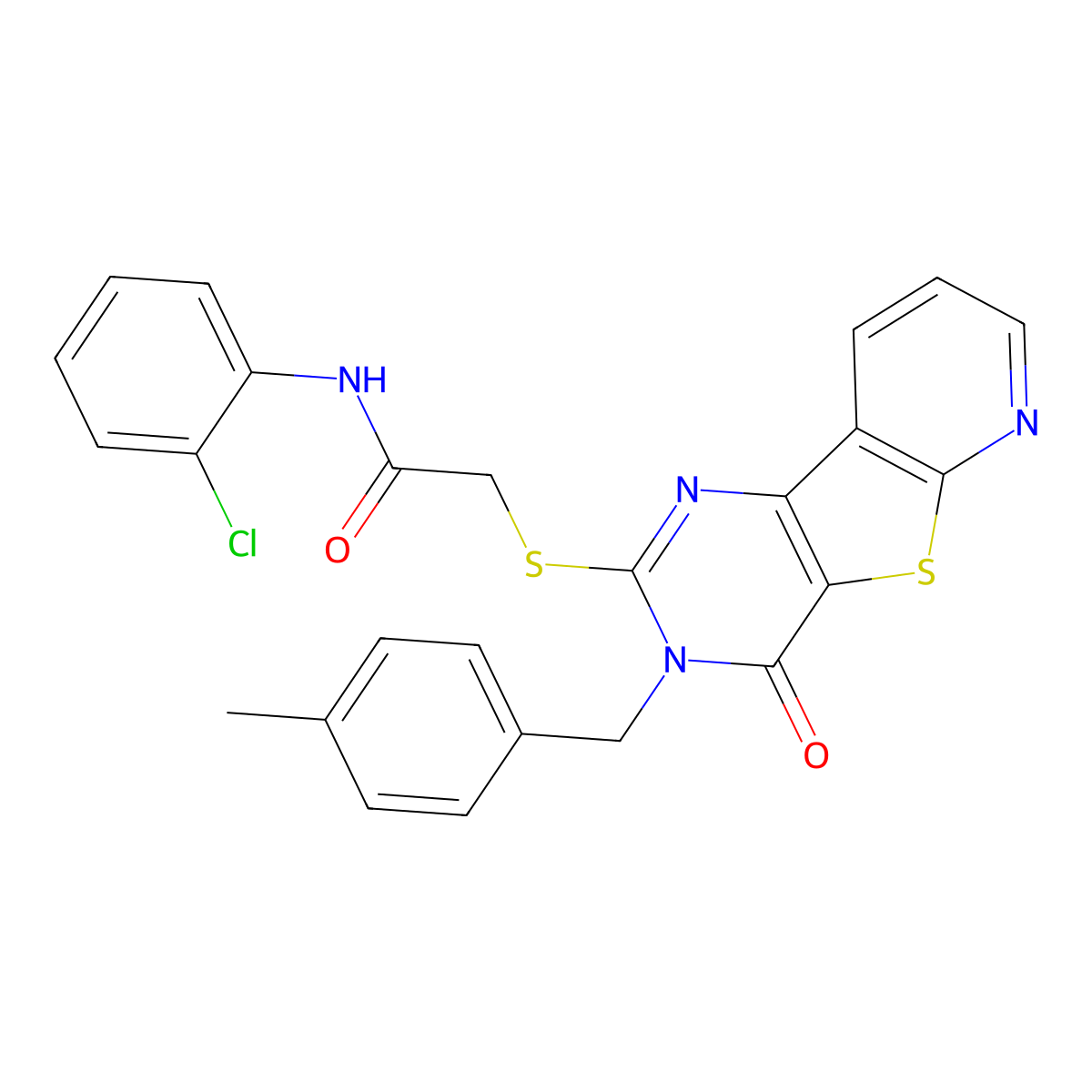 N-(2-chlorophenyl)-2-({5-[(4-methylphenyl)methyl]-6-oxo-8-thia-3,5,10-triazatricyclo[7.4.0.0^{2,7}]trideca-1(9),2(7),3,10,12-pentaen-4-yl}sulfanyl)acetamide molecular structure, CAS 1223822-70-5