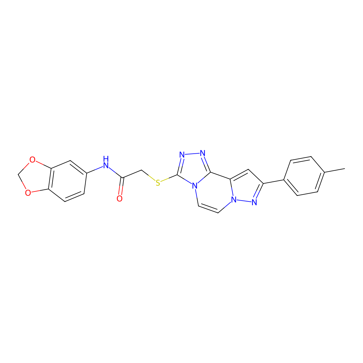 N-1,3-benzodioxol-5-yl-2-{[9-(4-methylphenyl)pyrazolo[1,5-a][1,2,4]triazolo[3,4-c]pyrazin-3-yl]thio}acetamide molecular structure, CAS 1223823-34-4