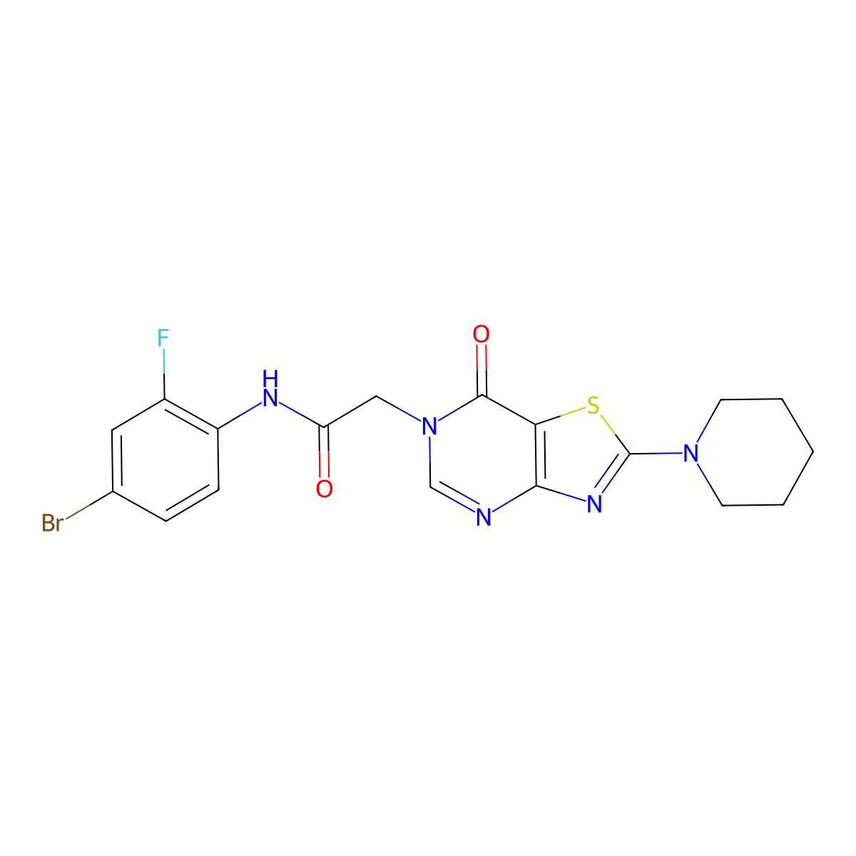N-(4-bromo-2-fluorophenyl)-2-[7-oxo-2-(piperidin-1-yl)[1,3]thiazolo[4,5-d]pyrimidin-6(7H)-yl]acetamide molecular structure, CAS 1223823-35-5