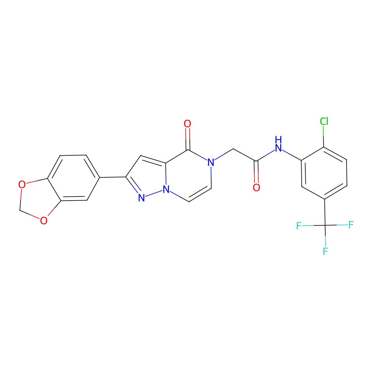 2-[2-(1,3-benzodioxol-5-yl)-4-oxopyrazolo[1,5-a]pyrazin-5(4H)-yl]-N-[2-chloro-5-(trifluoromethyl)phenyl]acetamide molecular structure, CAS 1223823-94-6