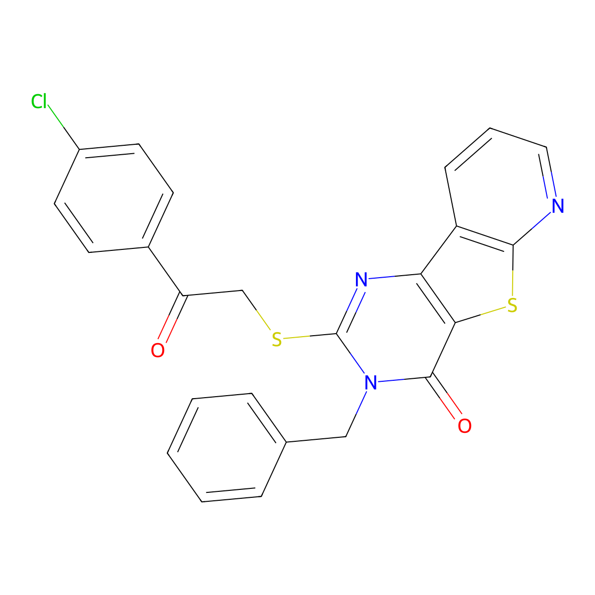 3-benzyl-2-((2-(4-chlorophenyl)-2-oxoethyl)thio)pyrido[3',2':4,5]thieno[3,2-d]pyrimidin-4(3H)-one molecular structure, CAS 1223824-66-5