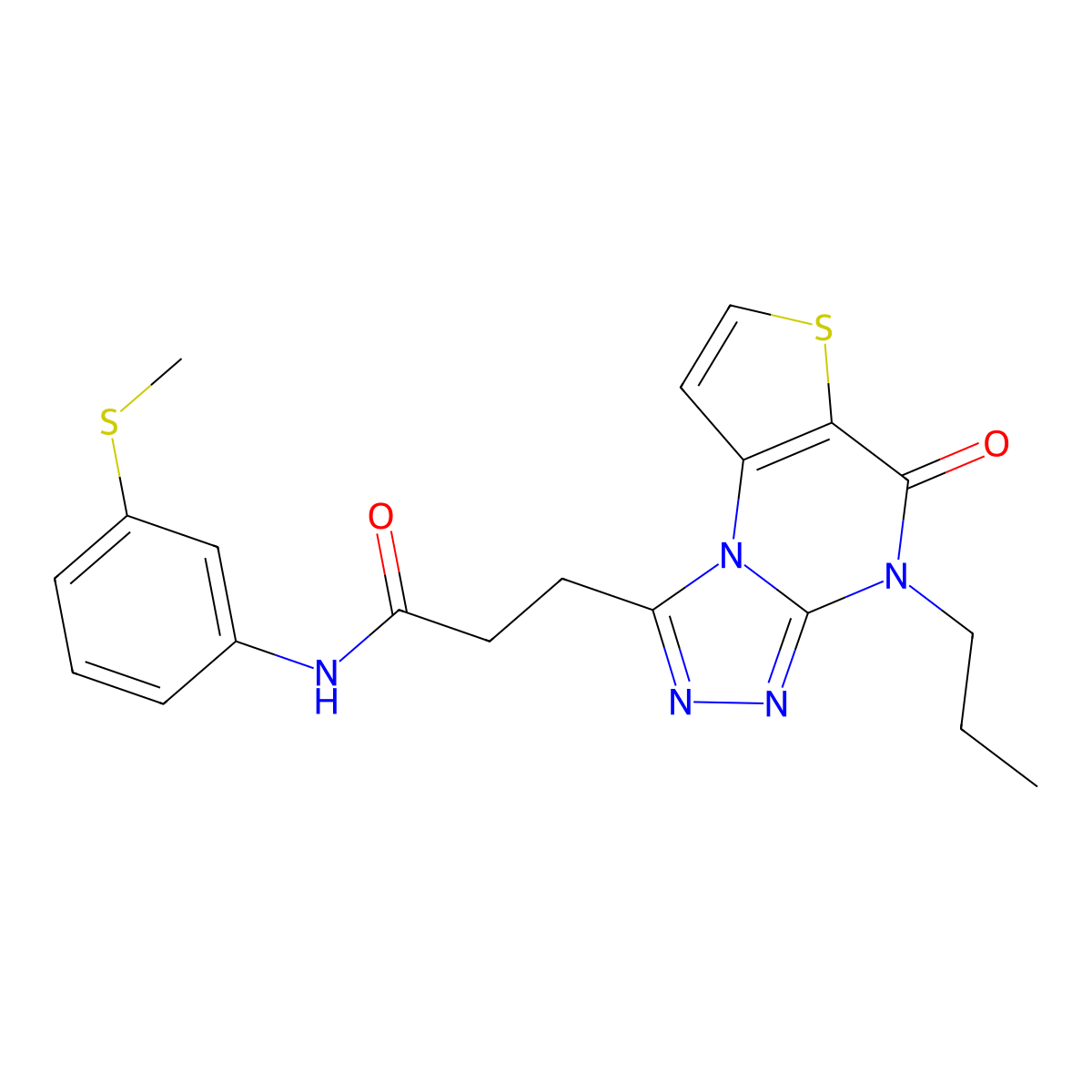 N-(3-(methylthio)phenyl)-3-(5-oxo-4-propyl-4,5-dihydrothieno[2,3-e][1,2,4]triazolo[4,3-a]pyrimidin-1-yl)propanamide molecular structure, CAS 1223824-91-6