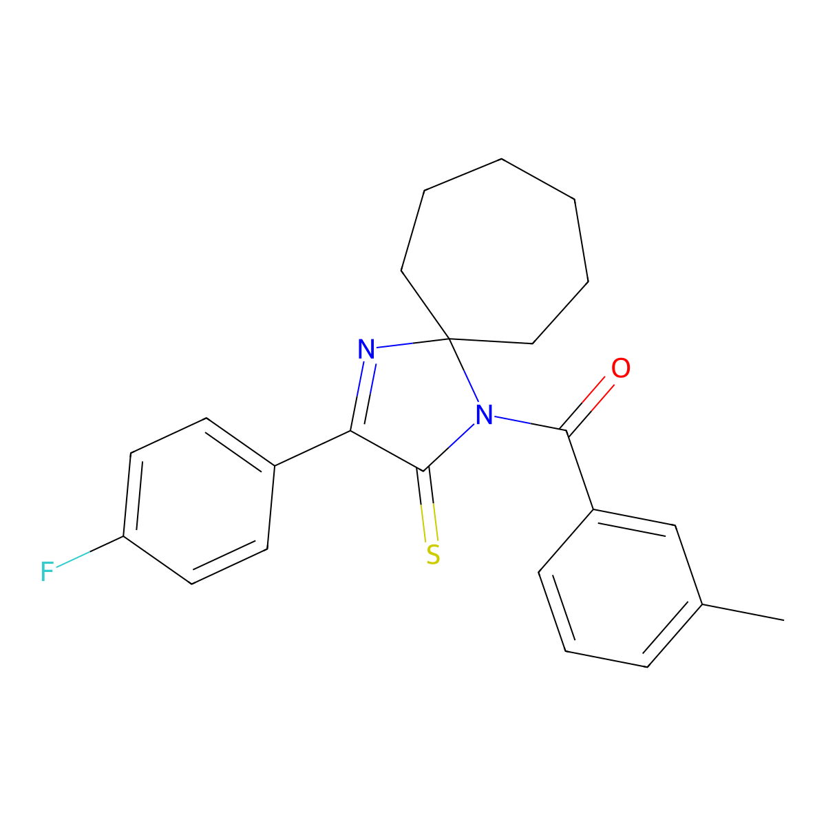 3-(4-Fluorophenyl)-1-(3-methylbenzoyl)-1,4-diazaspiro[4.6]undec-3-ene-2-thione molecular structure, CAS 1223825-24-8