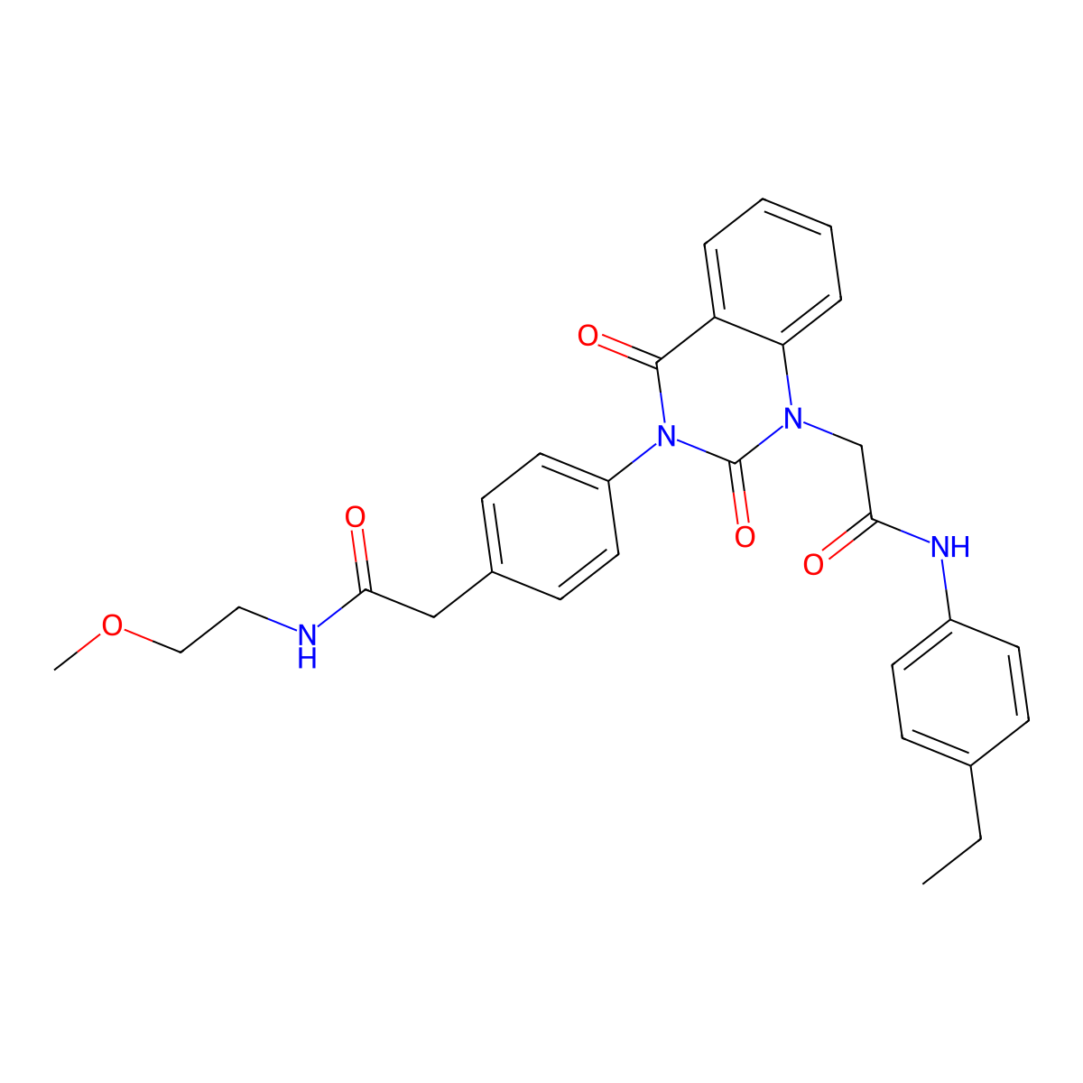 2-[4-(1-{[(4-ethylphenyl)carbamoyl]methyl}-2,4-dioxo-1,2,3,4-tetrahydroquinazolin-3-yl)phenyl]-N-(2-methoxyethyl)acetamide molecular structure, CAS 1223826-32-1