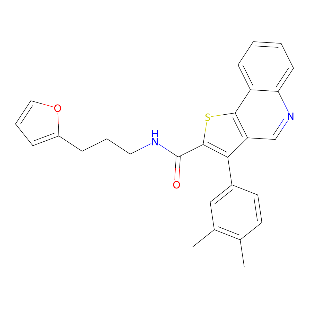 3-(3,4-dimethylphenyl)-N-[3-(furan-2-yl)propyl]thieno[3,2-c]quinoline-2-carboxamide molecular structure, CAS 1223826-33-2