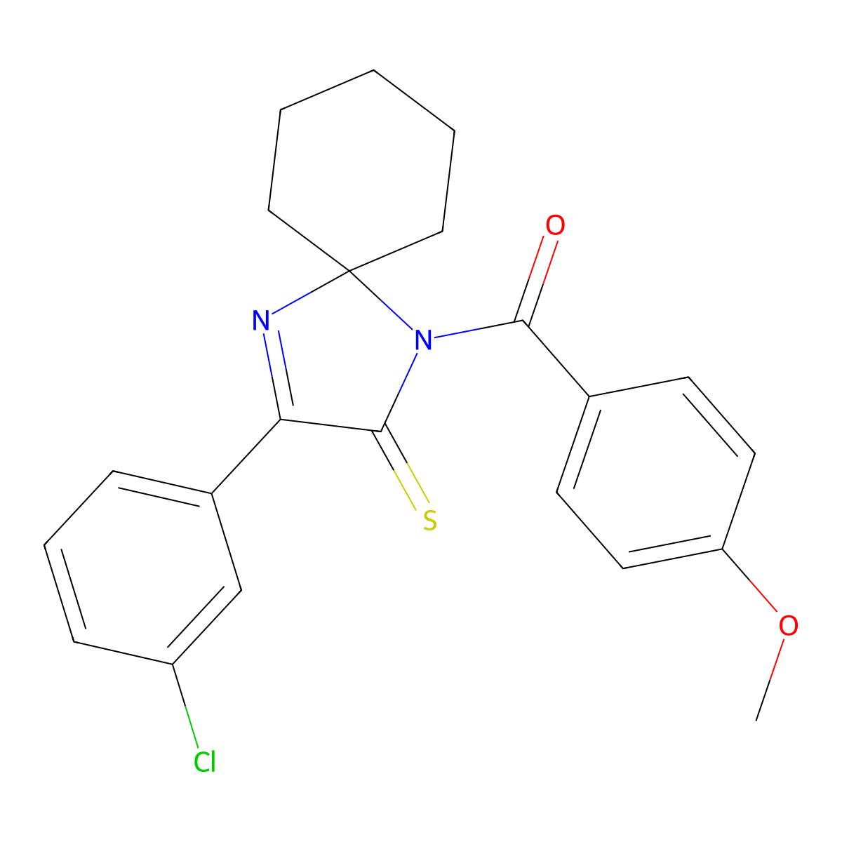 3-(3-Chlorophenyl)-1-(4-methoxybenzoyl)-1,4-diazaspiro[4.5]dec-3-ene-2-thione molecular structure, CAS 1223826-93-4