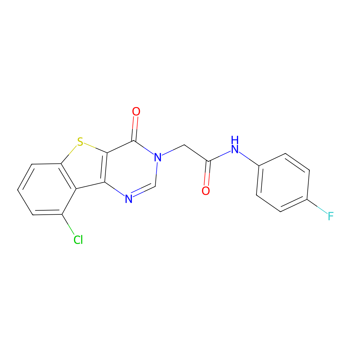 2-(9-chloro-4-oxo[1]benzothieno[3,2-d]pyrimidin-3(4H)-yl)-N-(4-fluorophenyl)acetamide molecular structure, CAS 1223827-83-5