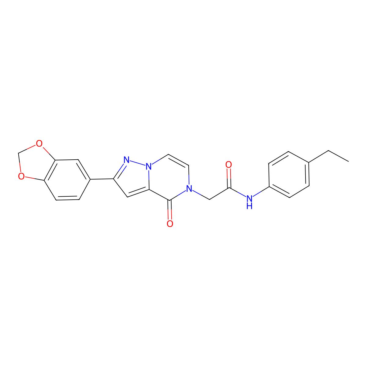2-[2-(1,3-benzodioxol-5-yl)-4-oxopyrazolo[1,5-a]pyrazin-5(4H)-yl]-N-(4-ethylphenyl)acetamide molecular structure, CAS 1223829-04-6