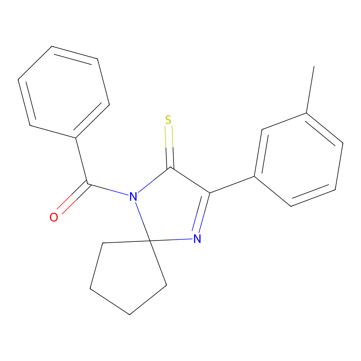 1-Benzoyl-3-(3-methylphenyl)-1,4-diazaspiro[4.4]non-3-ene-2-thione molecular structure, CAS 1223829-91-1