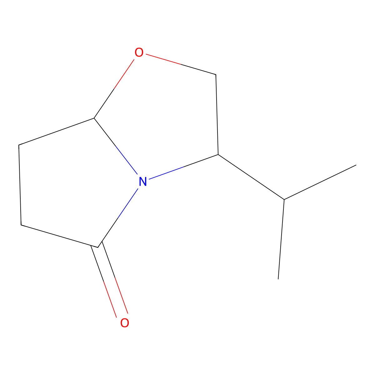 (3S,7aR)-Tetrahydro-3-(1-methylethyl)pyrrolo(2,1-b)oxazol-5(6H)-one molecular structure, CAS 122383-35-1