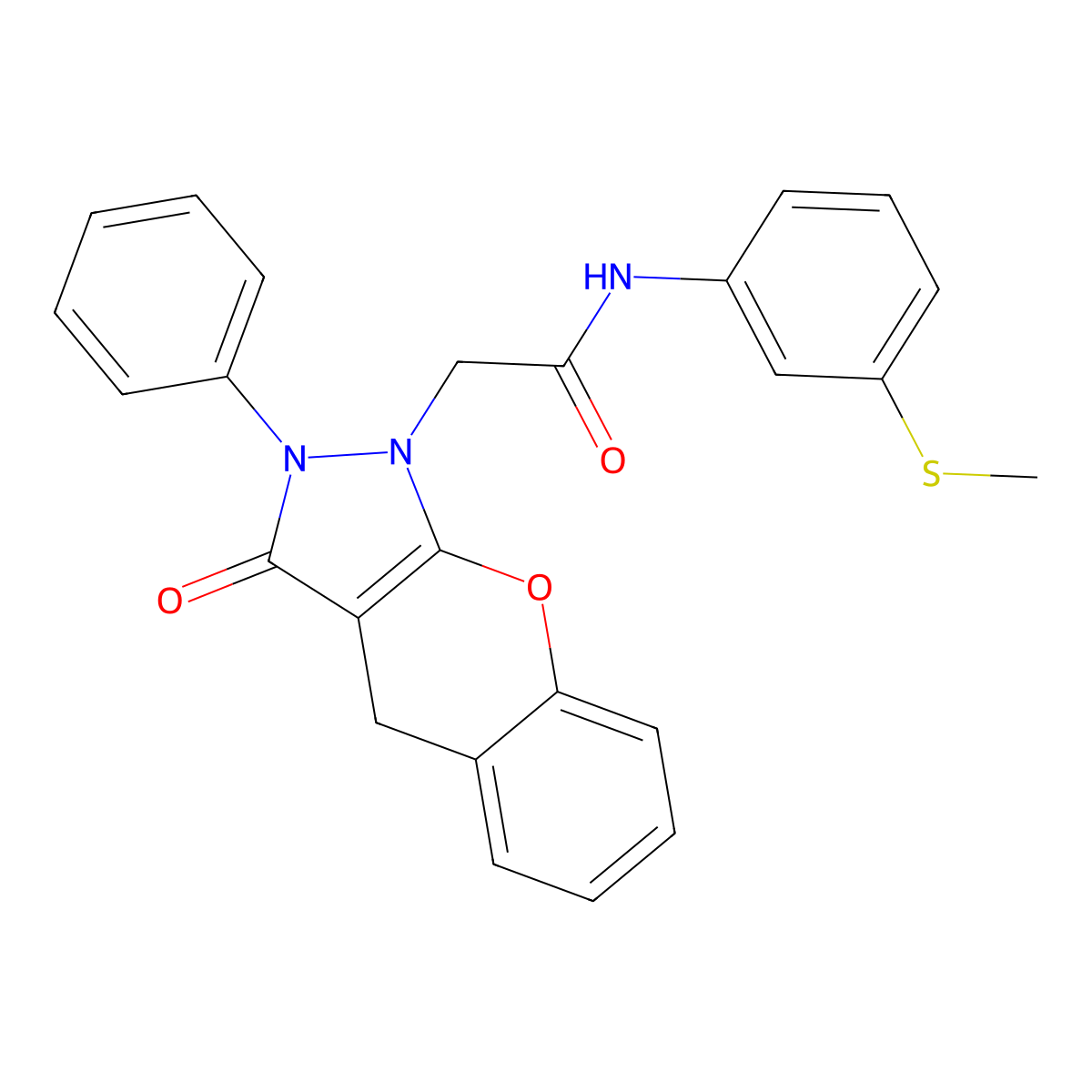 N-(3-(methylthio)phenyl)-2-(3-oxo-2-phenyl-2,3-dihydrochromeno[2,3-c]pyrazol-1(4H)-yl)acetamide molecular structure, CAS 1223830-17-8