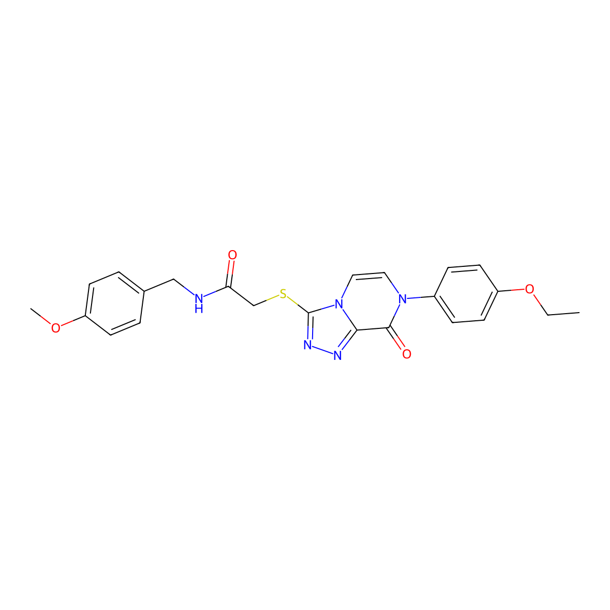 2-((7-(4-ethoxyphenyl)-8-oxo-7,8-dihydro-[1,2,4]triazolo[4,3-a]pyrazin-3-yl)thio)-N-(4-methoxybenzyl)acetamide molecular structure, CAS 1223832-05-0