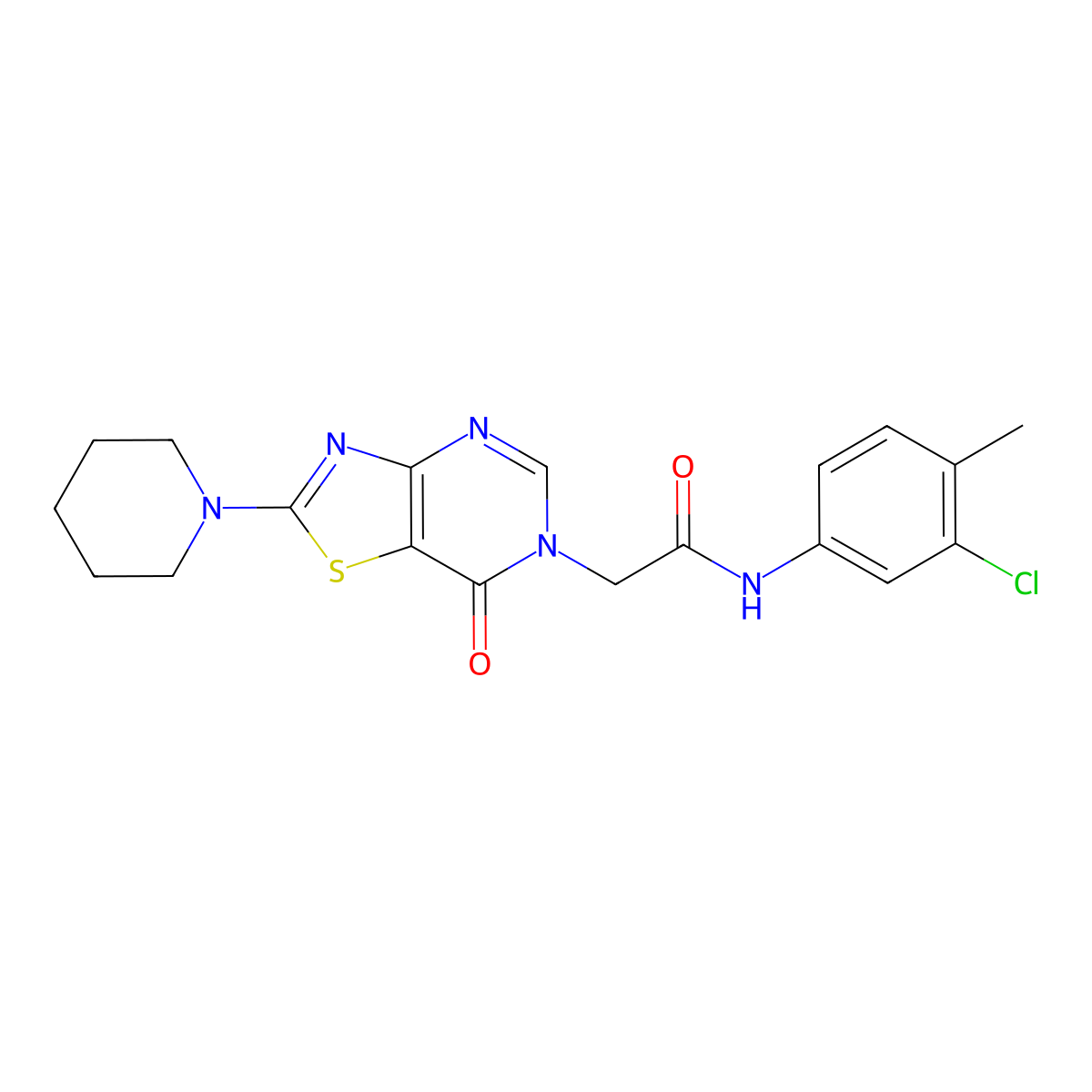 N-(3-chloro-4-methylphenyl)-2-[7-oxo-2-(piperidin-1-yl)[1,3]thiazolo[4,5-d]pyrimidin-6(7H)-yl]acetamide molecular structure, CAS 1223832-60-7