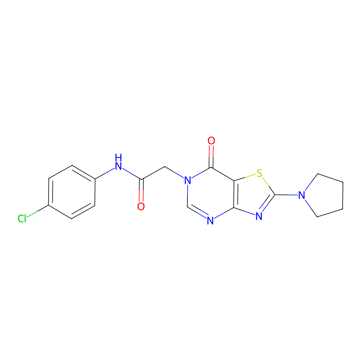 N-(4-chlorophenyl)-2-(7-oxo-2-(pyrrolidin-1-yl)thiazolo[4,5-d]pyrimidin-6(7H)-yl)acetamide molecular structure, CAS 1223833-47-3