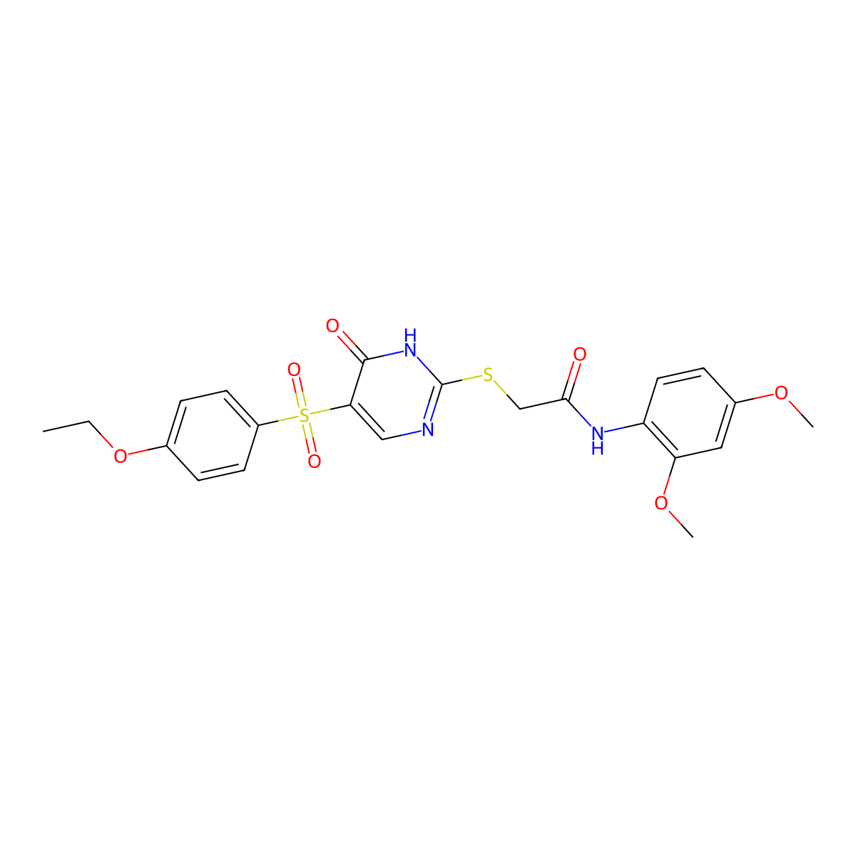 N-(2,4-dimethoxyphenyl)-2-((5-((4-ethoxyphenyl)sulfonyl)-6-oxo-1,6-dihydropyrimidin-2-yl)thio)acetamide molecular structure, CAS 1223834-38-5