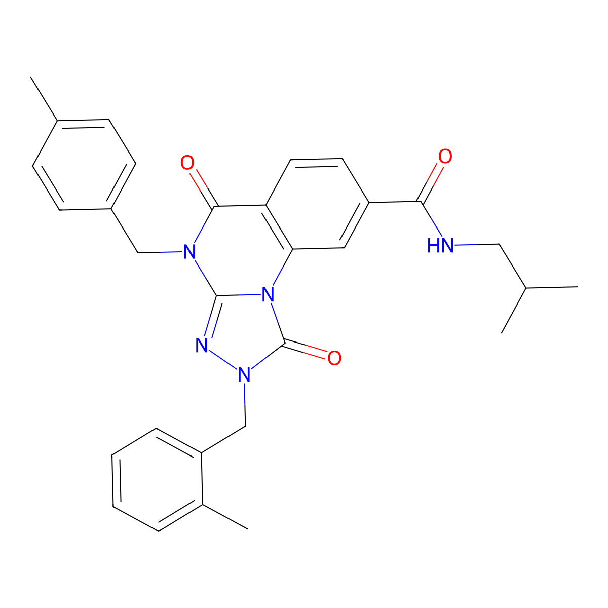 2-[(2-methylphenyl)methyl]-4-[(4-methylphenyl)methyl]-N-(2-methylpropyl)-1,5-dioxo-1H,2H,4H,5H-[1,2,4]triazolo[4,3-a]quinazoline-8-carboxamide molecular structure, CAS 1223834-89-6
