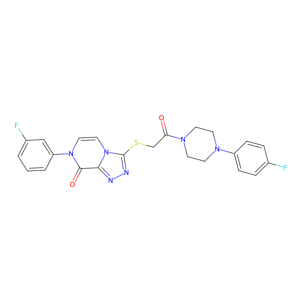 7-(3-fluorophenyl)-3-((2-(4-(4-fluorophenyl)piperazin-1-yl)-2-oxoethyl)thio)-[1,2,4]triazolo[4,3-a]pyrazin-8(7H)-one molecular structure, CAS 1223835-11-7