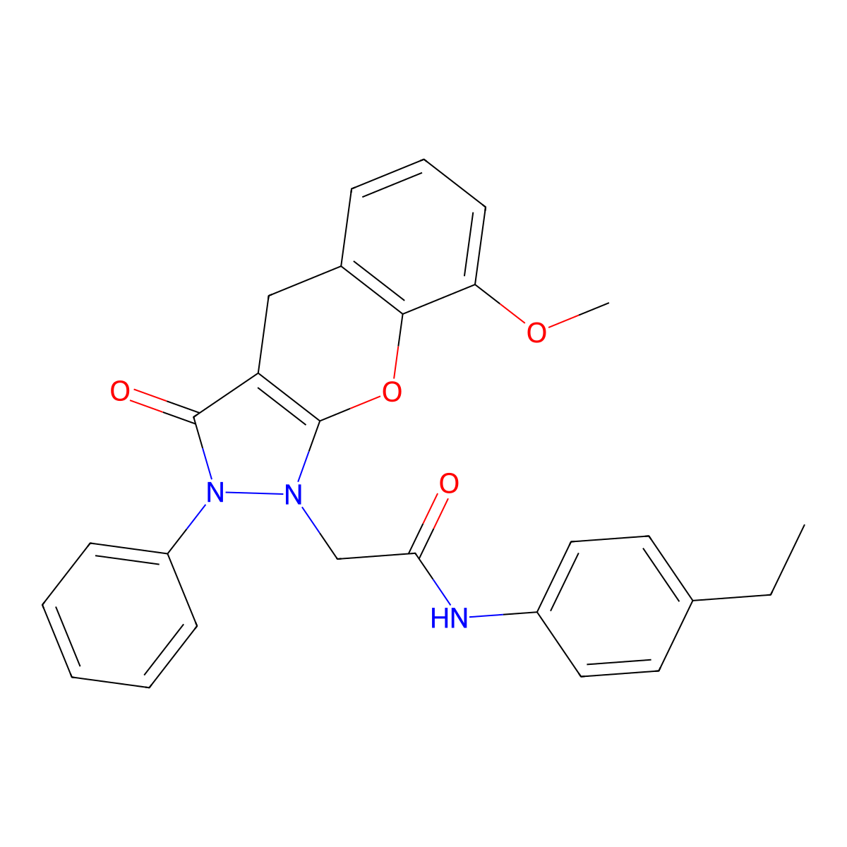N-(4-ethylphenyl)-2-{8-methoxy-3-oxo-2-phenyl-1H,2H,3H,4H-chromeno[2,3-c]pyrazol-1-yl}acetamide molecular structure, CAS 1223835-20-8