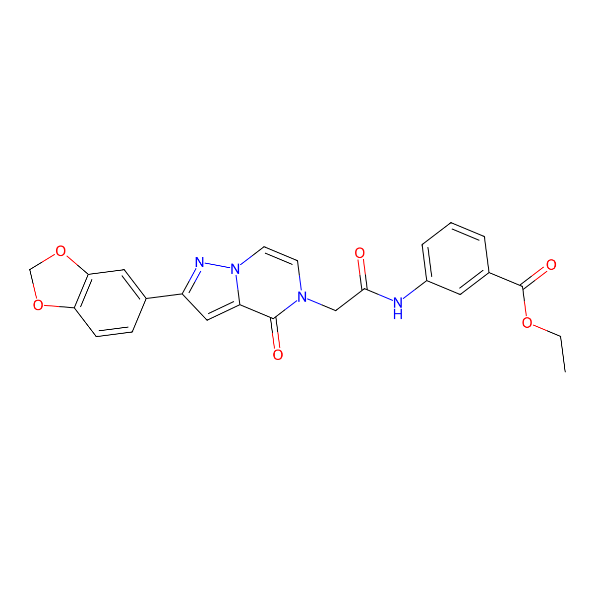 ethyl 3-({[2-(1,3-benzodioxol-5-yl)-4-oxopyrazolo[1,5-a]pyrazin-5(4H)-yl]acetyl}amino)benzoate molecular structure, CAS 1223835-82-2