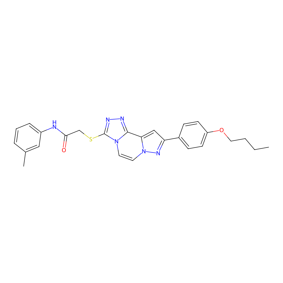 2-((9-(4-butoxyphenyl)pyrazolo[1,5-a][1,2,4]triazolo[3,4-c]pyrazin-3-yl)thio)-N-(m-tolyl)acetamide molecular structure, CAS 1223836-58-5