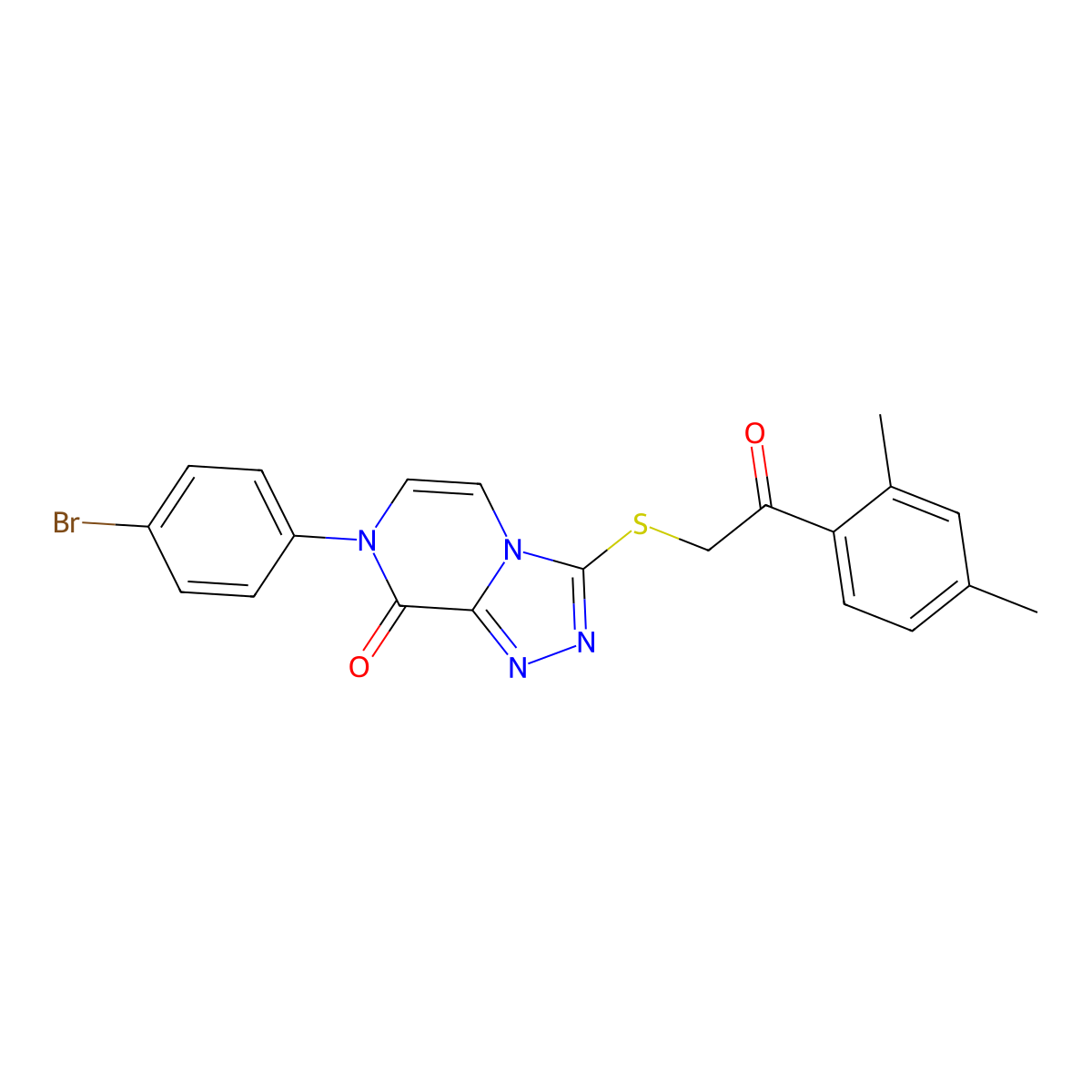 7-(4-bromophenyl)-3-{[2-(2,4-dimethylphenyl)-2-oxoethyl]thio}[1,2,4]triazolo[4,3-a]pyrazin-8(7H)-one molecular structure, CAS 1223838-03-6