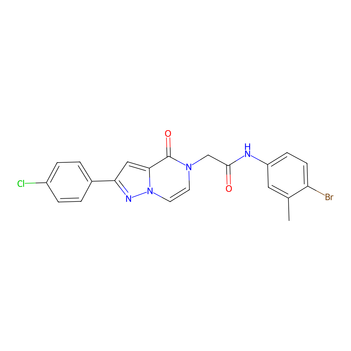 N-(4-bromo-3-methylphenyl)-2-[2-(4-chlorophenyl)-4-oxopyrazolo[1,5-a]pyrazin-5(4H)-yl]acetamide molecular structure, CAS 1223839-00-6
